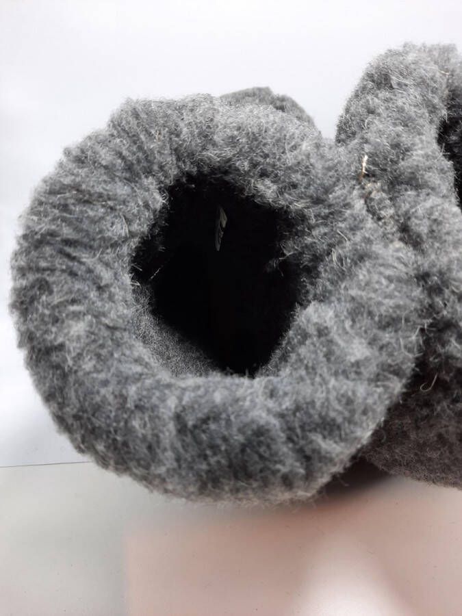 Geen merknaam Schapenwollen sloffen grijs 100% natuurproduct comfortabele nieuwe luxe sloffen direct leverbaar handgemaakt sheep wool shuffle woolen slippers schoen pantoffels warmers slof - Foto 3