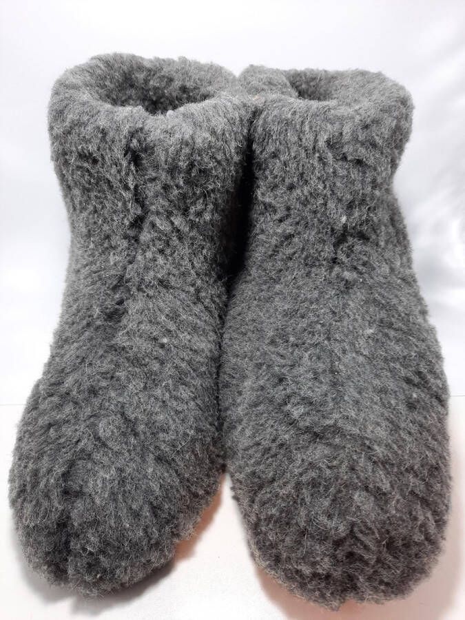 Geen merknaam Schapenwollen sloffen grijs 100% natuurproduct comfortabele nieuwe luxe sloffen direct leverbaar handgemaakt sheep wool shuffle woolen slippers schoen pantoffels warmers slof - Foto 4