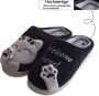 Geweo Home Sloffen Pantoffels Open Sloffen Koraal Fleece Pantoffels Dames Antislip Leuk Katje Kerstmis Kerstfeest Christmas Gift Grijs - Thumbnail 6