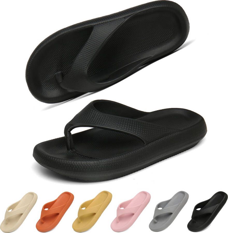 Geweo Slippers Heren Dames EVA Badslippers -Flip Flops Slim Slippers Verdikte Lichtgewicht Super Zacht aan je Voeten Anti-Slip en Stevig Voetbed Anti-lawaai Oranje