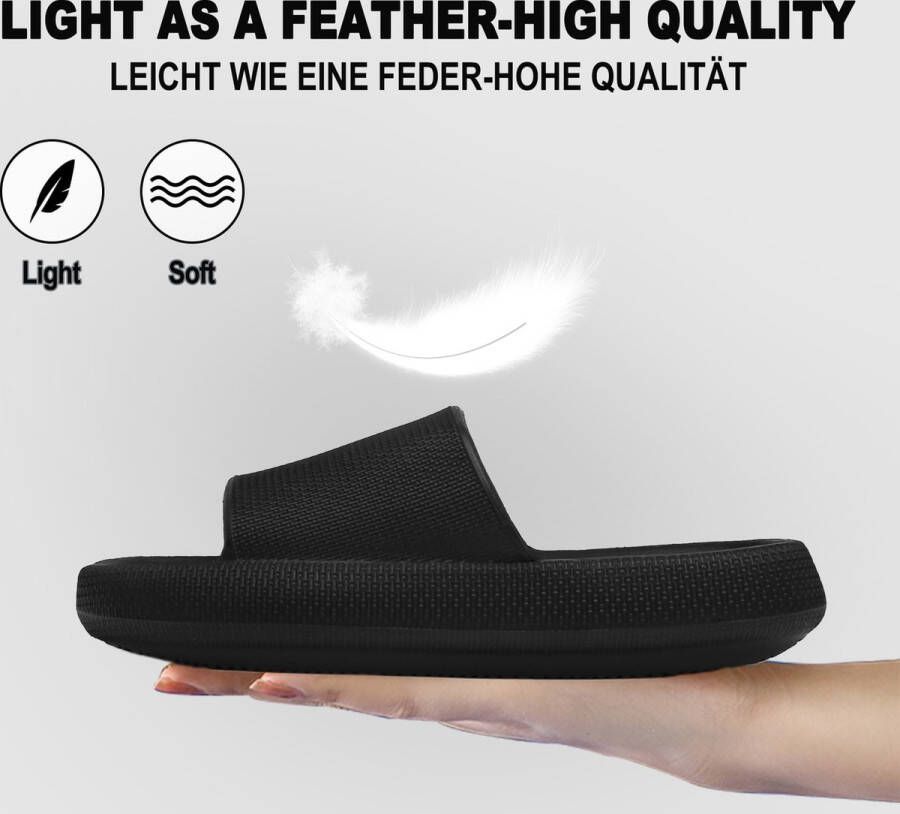 Geweo Slippers Heren Dames EVA Badslippers Unisex Verdikte Lichtgewicht Super Zacht aan je Voeten Anti-Slip en Stevig Voetbed Anti-lawaai Zwart