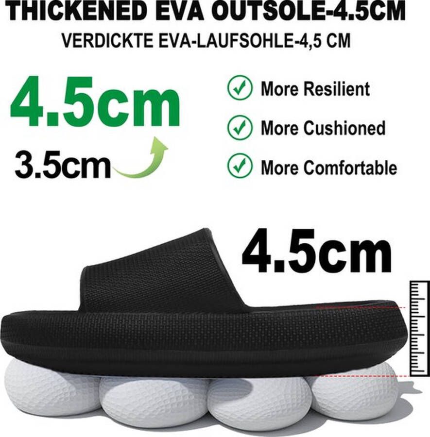 Geweo Slippers Heren Dames EVA Badslippers Unisex Verdikte Lichtgewicht Super Zacht aan je Voeten Anti-Slip en Stevig Voetbed Anti-lawaai Zwart