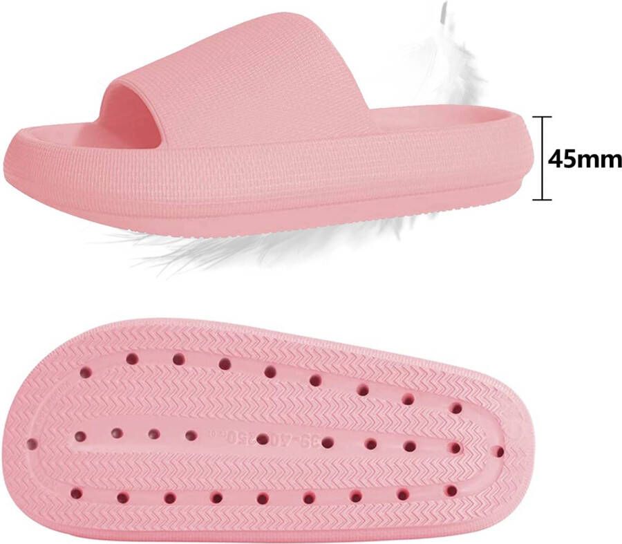 Geweo Slippers Heren Dames EVA Badslippers Unisex Verdikte Lichtgewicht Super Zacht aan je Voeten Anti-Slip en Stevig Voetbed Anti-lawaai Roze