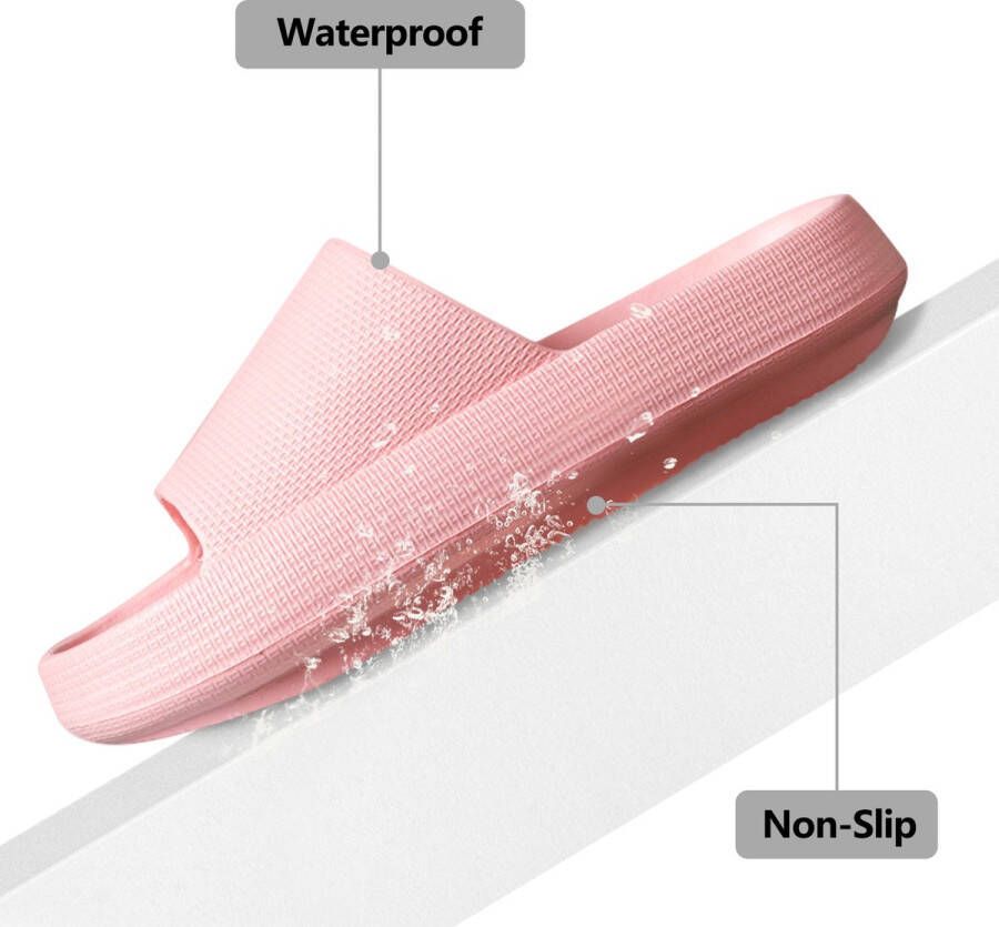 Geweo Slippers Heren Dames EVA Badslippers Unisex Verdikte Lichtgewicht Super Zacht aan je Voeten Anti-Slip en Stevig Voetbed Anti-lawaai Roze