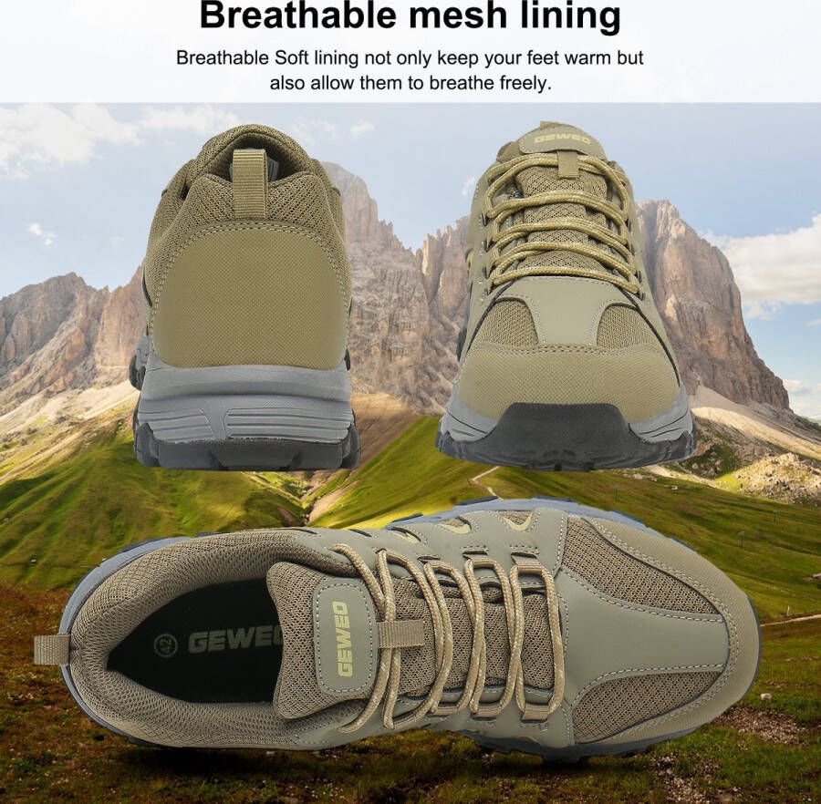 Geweo Wandelschoenen Dames Waterdicht Outdoorschoenen Heren Waterproof- Outdoor Antislip Outdoorschoenen Unisex Extra Comfort Groente