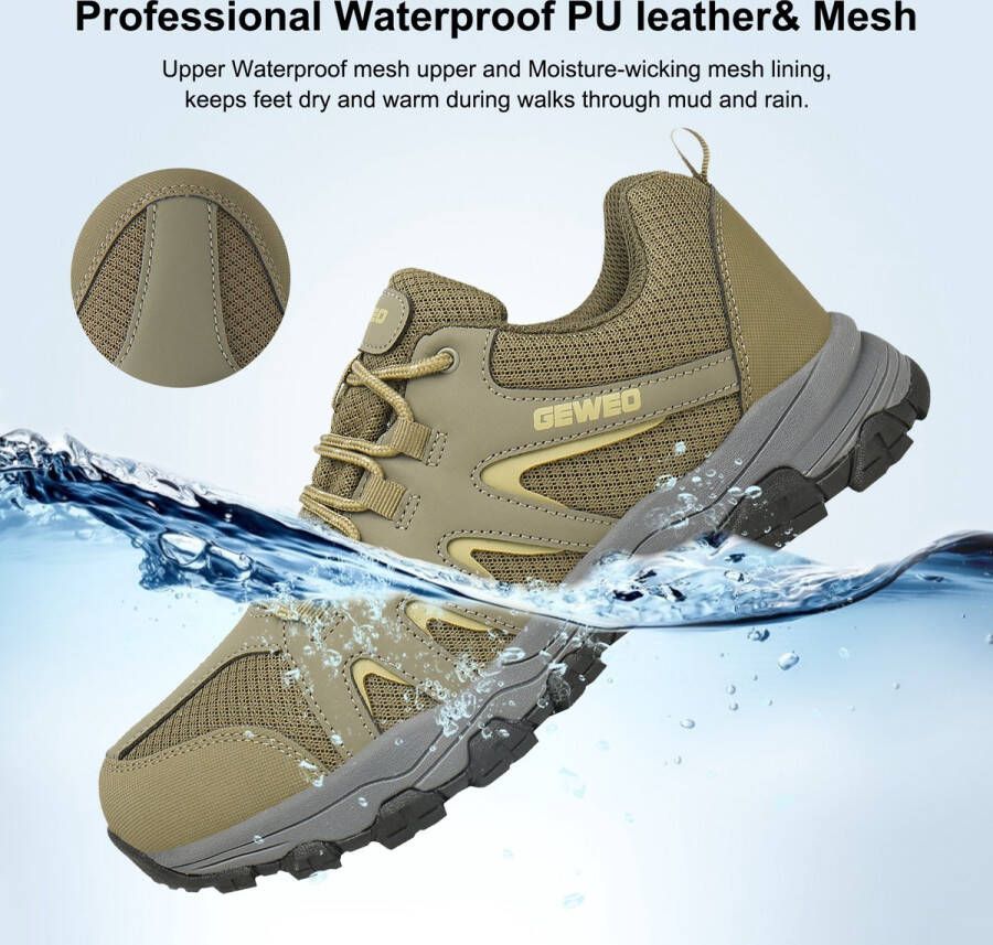 Geweo Wandelschoenen Dames Waterdicht Outdoorschoenen Heren Waterproof- Outdoor Antislip Outdoorschoenen Unisex Extra Comfort Groente