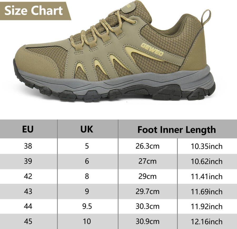 Geweo Wandelschoenen Dames Waterdicht Outdoorschoenen Heren Waterproof- Outdoor Antislip Outdoorschoenen Unisex Extra Comfort Groente