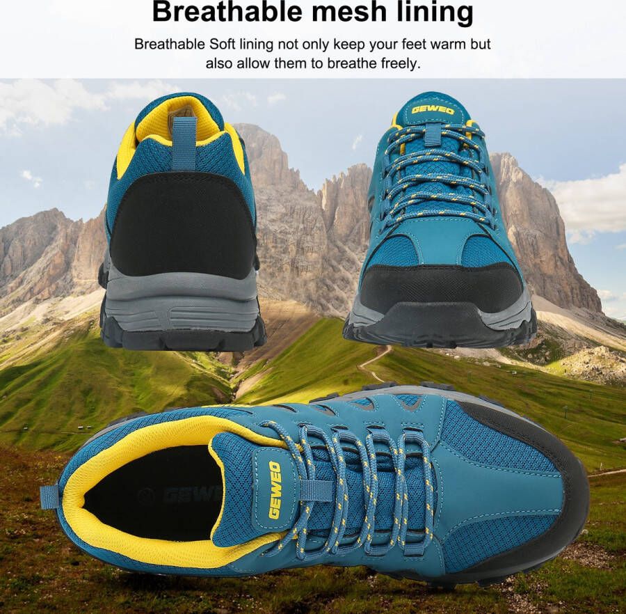 Geweo Wandelschoenen Unisex Outdoorschoenen Outdoor Antislip Waterdicht en Ade d Extra Comfort Kerstmis Kerstfeest Christmas Gift Blauw - Foto 6