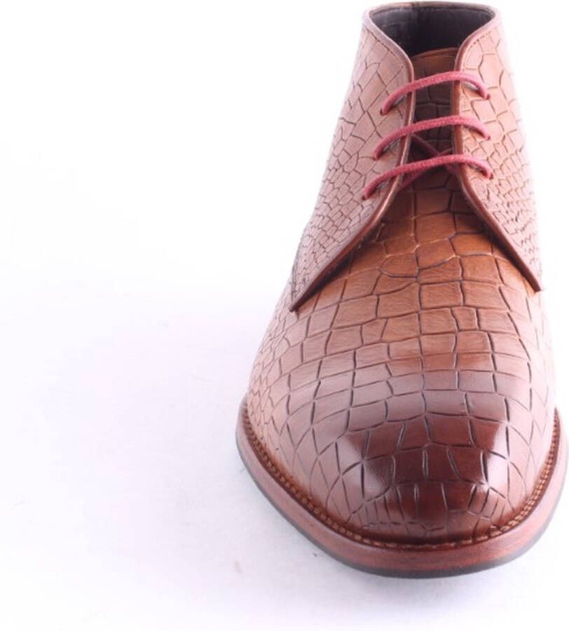 Gijs 2063 halfhoge geklede veterschoenen in cognac croco print