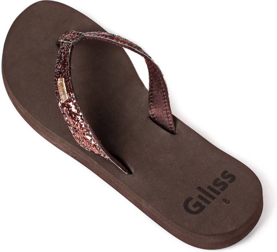 Giliss Fashion Giliss Slippers Crystal serie Espresso bruin & Sangria rood strap - Foto 11