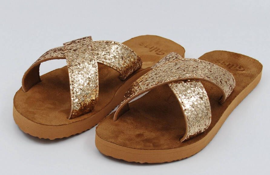 Giliss Fashion Giliss Teen Slippers dames GOUD serie Sepia-Goud kleurige strap - Foto 12