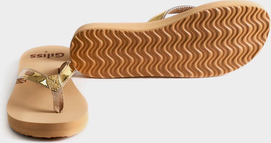 Giliss Fashion Giliss Teen Slippers dames GOUD serie Sepia-Goud kleurige strap - Foto 14