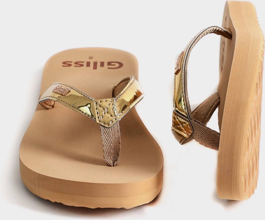 Giliss Fashion Giliss Teen Slippers dames GOUD serie Sepia-Goud kleurige strap - Foto 8