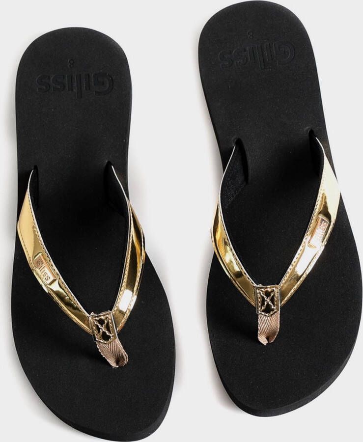 Giliss Fashion Giliss Teen Slippers dames GOUD serie Zwart-Goud kleurige strap - Foto 2