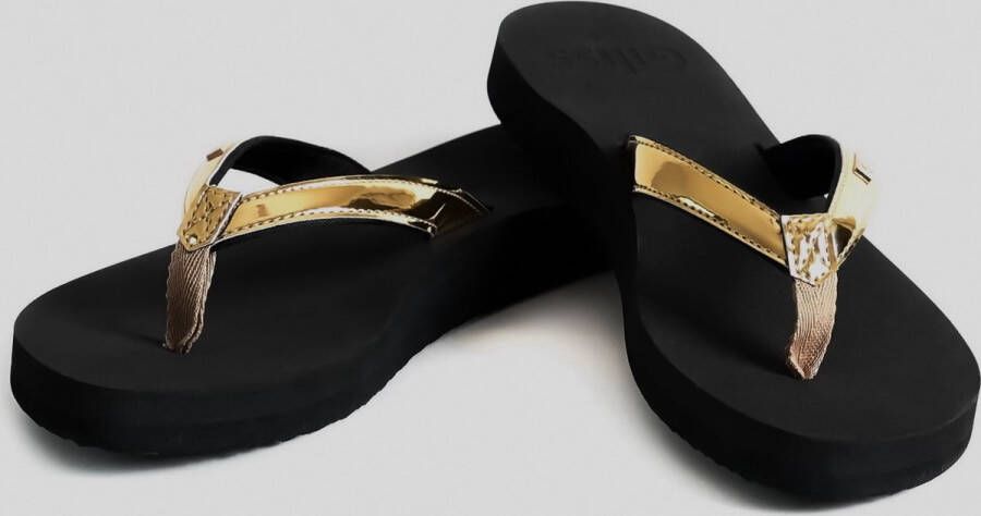 Giliss Fashion Giliss Teen Slippers dames GOUD serie Zwart-Goud kleurige strap - Foto 11