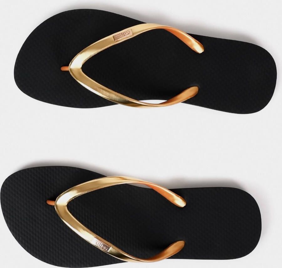 Giliss Fashion Giliss Slippers GOLD SLIM serie Raven zwart & Gouden strap