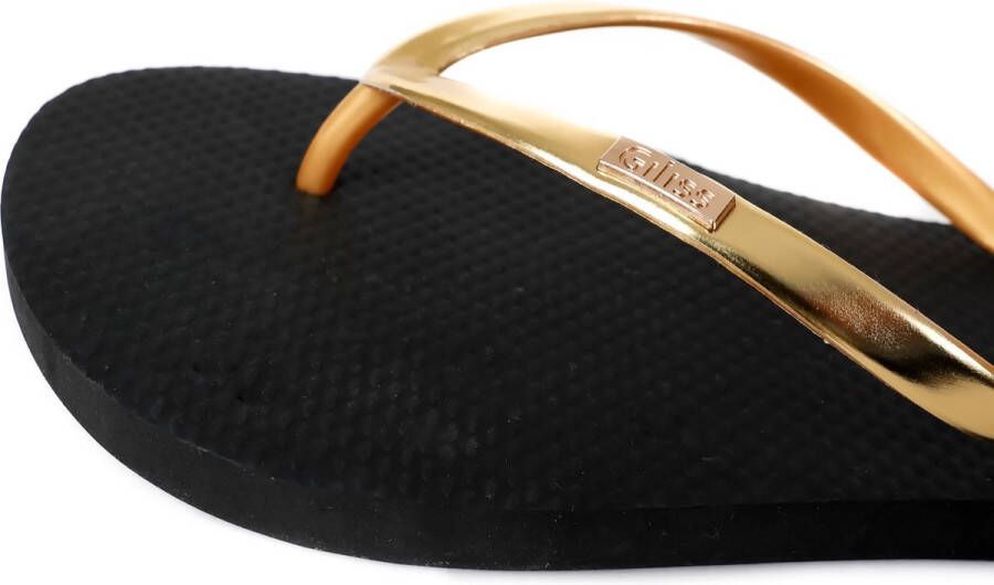 Giliss Fashion Giliss Teen Slippers Dames GOUD SLIM serie Zwart-Goud