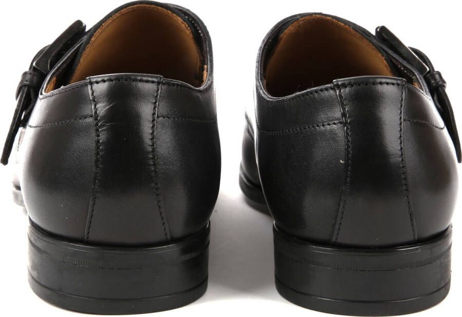 Giorgio Serrano Nero Schoen Monk Strap Zwart Leer Heren Gespschoenen