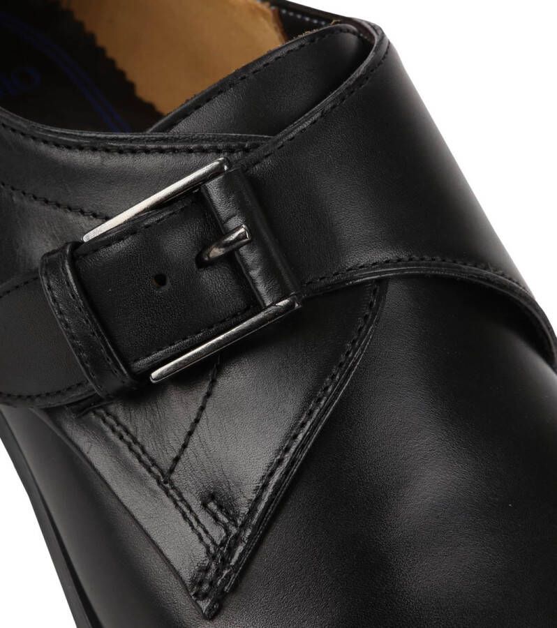 Giorgio Serrano Nero Schoen Monk Strap Zwart Leer Heren Gespschoenen