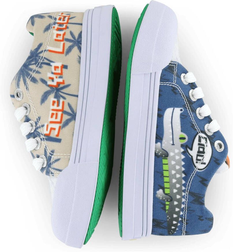 Go Banana's Sneakers Jongens Blue Beige Canvas