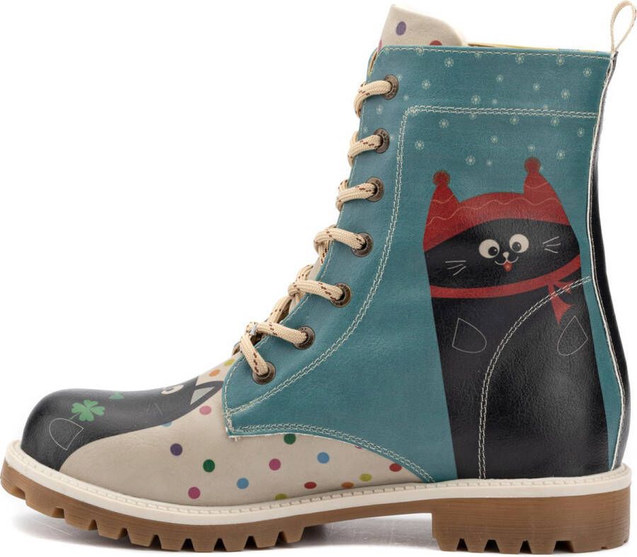 GOBY Colourfull Cat Boots Laars Laarzen Damesboots Dames laarzen Longboots Handmade Dierenprint