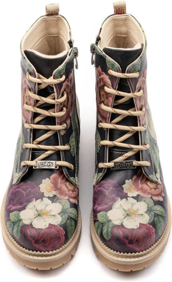 GOBY Garden Ankle Boots Laars Laarzen Damesboots Dames laarzen Enkel laarzen Handmade Bloemenprint