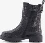 Groot leren meisjes chelsea boots met crocoprint Zwart - Thumbnail 3