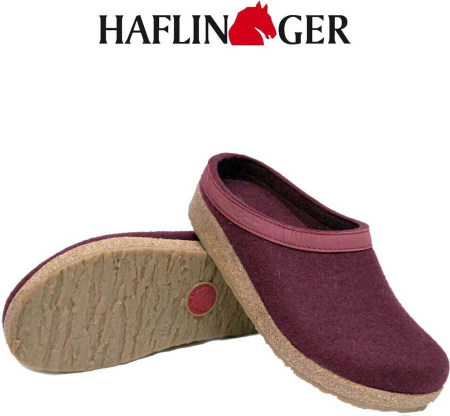 Haflinger Grizzly Torben Pantoffel Dames Pantoffel Heren Bordeaux