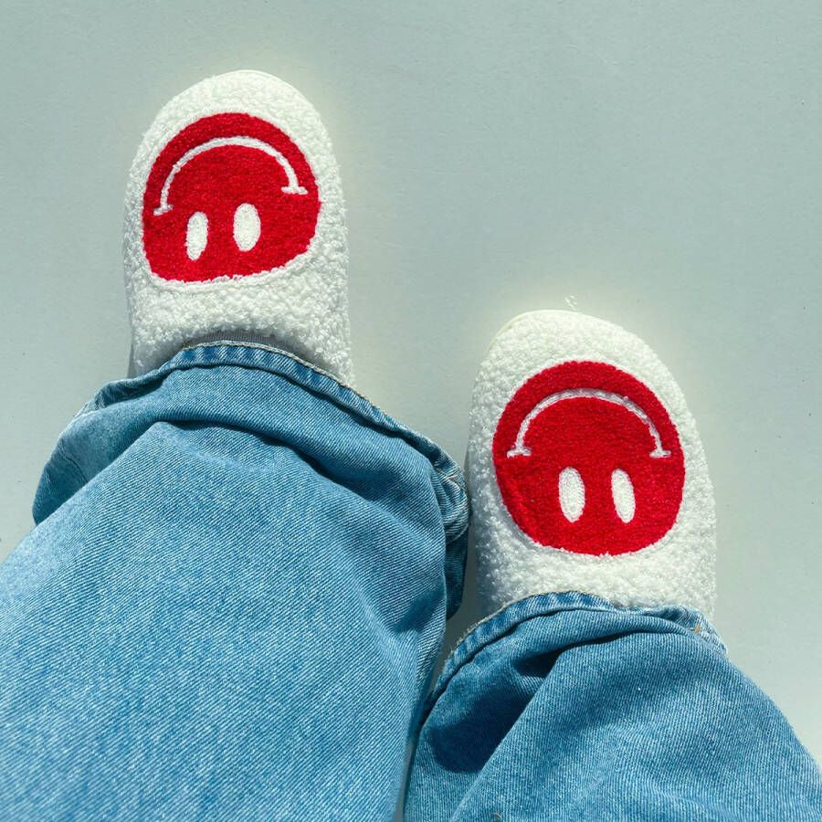 HappySlippers Happy Slippers -Smiley pantoffel Smiley sloffen Smiley Slippers Pantoffels Dames & Heren Happy Slippers Lachende pantoffel Sloffen -Sloffen met smiley Emoji pantoffel Emoji Slipper Roze