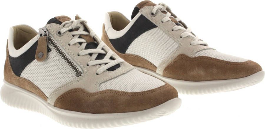 Hartjes wit camel sneaker met rits en uitneembaar-voetbed