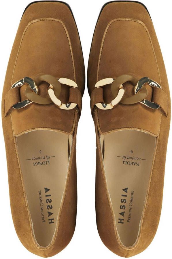 Hassi-A Hassia Instappers Dames Instapschoenen Damesschoenen Suède 300846 sue Cognac +