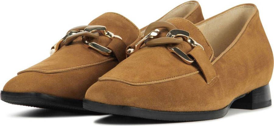 Hassi-A Hassia Instappers Dames Instapschoenen Damesschoenen Suède 300846 sue Cognac +