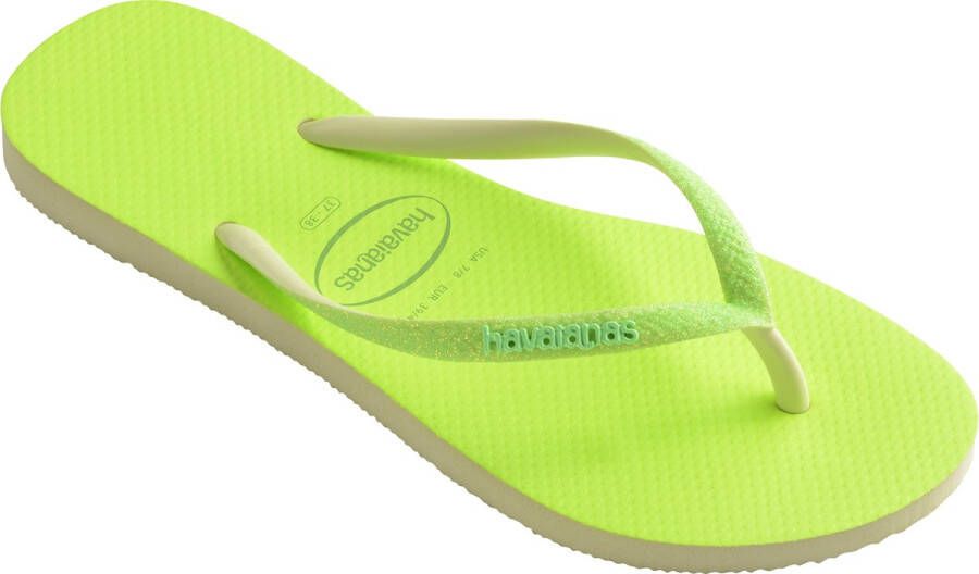 Havaianas Slim Glitter Neon Dames Slippers Lime Green