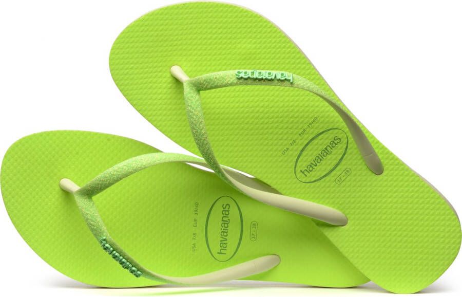 Havaianas Slim Glitter Neon Dames Slippers Lime Green