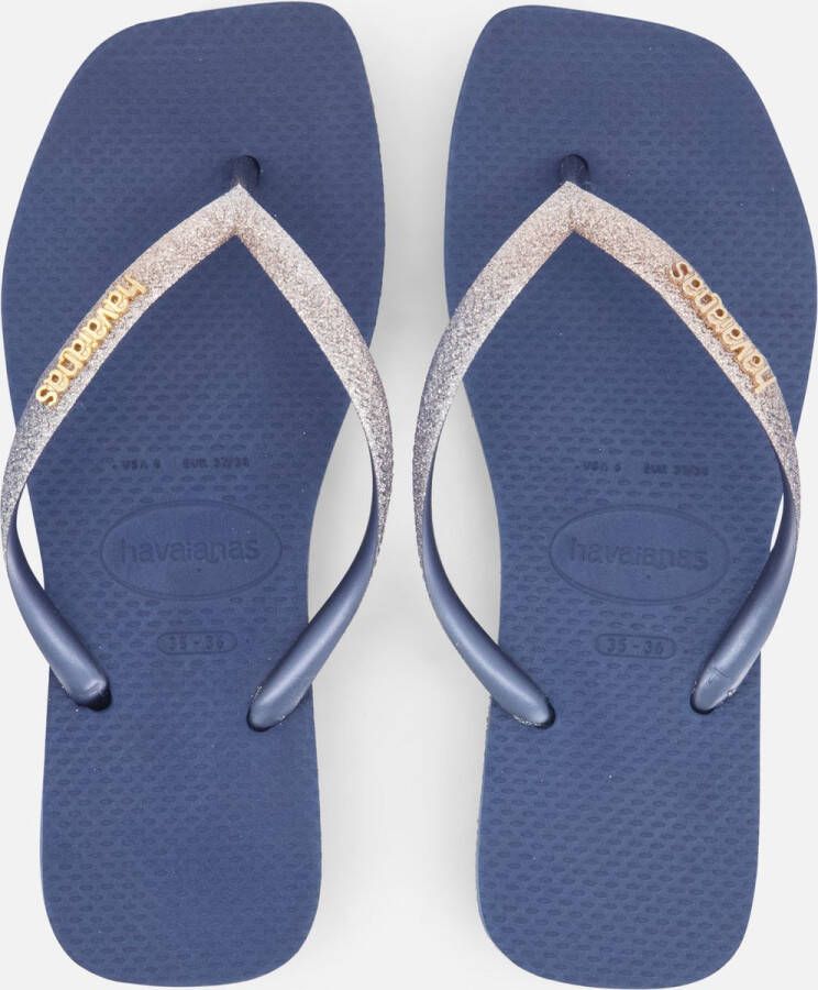 Havaianas Square Glitter Slippers blauw Rubber Dames