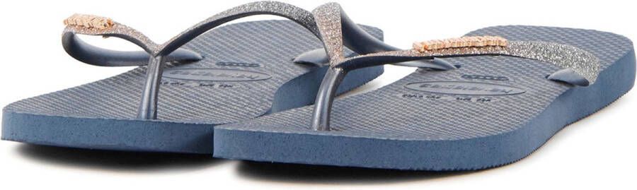 Havaianas Square Glitter Slippers blauw Rubber Dames