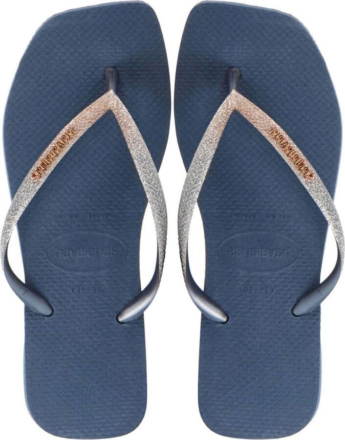 Havaianas Square Glitter Slippers blauw Rubber Dames