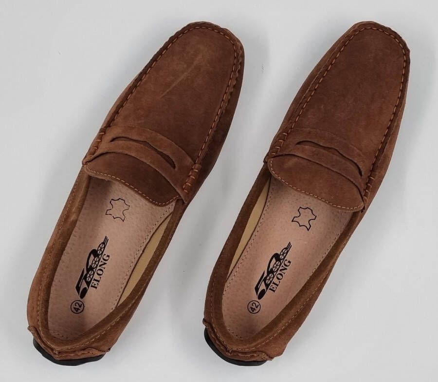 Hitman Schoenen Elong500 Heren Schoenen Heren Loafers Suède Leer Camel