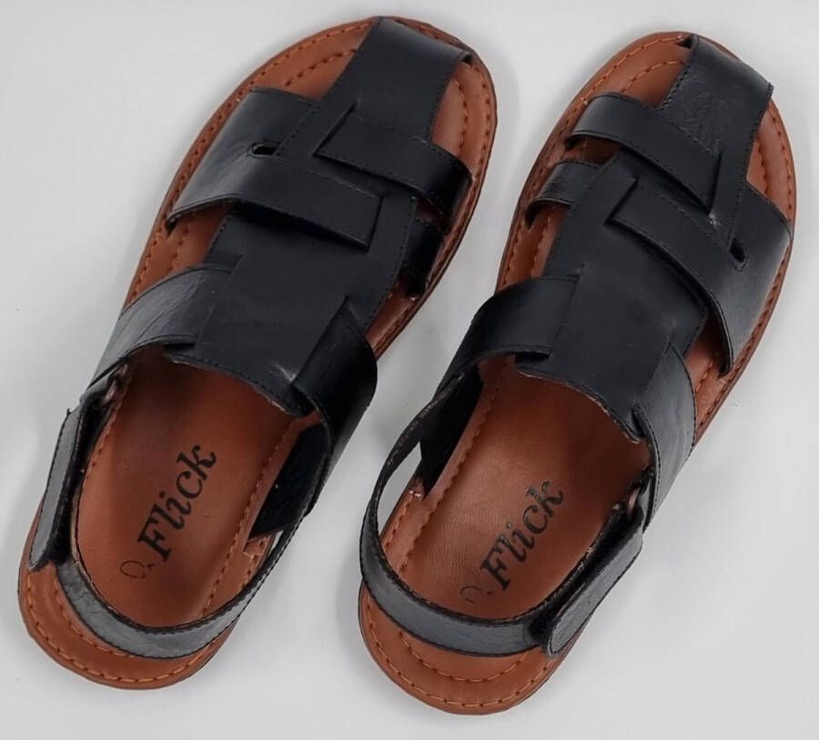 Hitman Schoenen FLICK Heren Sandalen Echt Leer Zwart