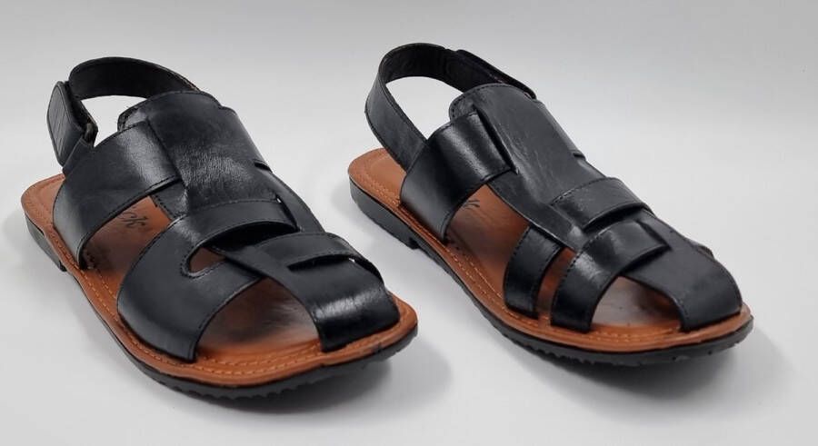 Hitman Schoenen FLICK Heren Sandalen Echt Leer Zwart