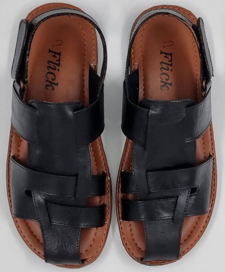 Hitman Schoenen FLICK Heren Sandalen Echt Leer Zwart