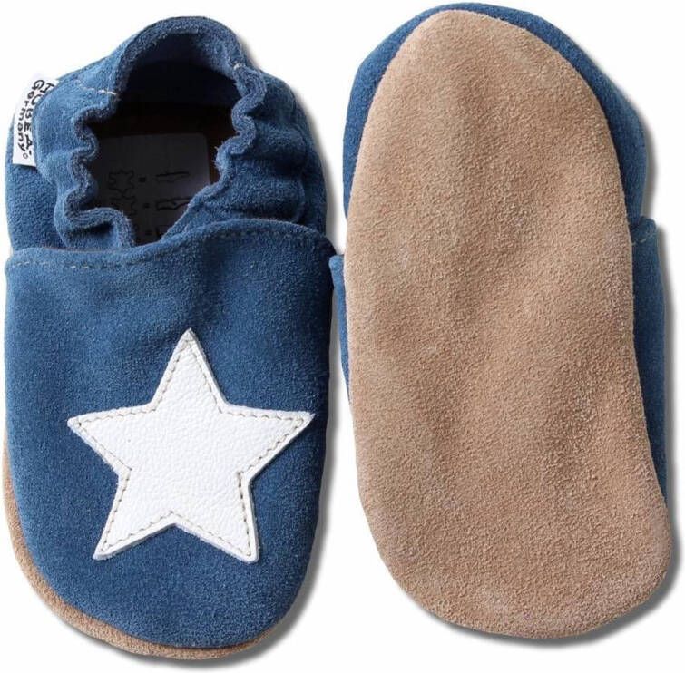 Hobea Babyslofjes suede blauw met witte ster