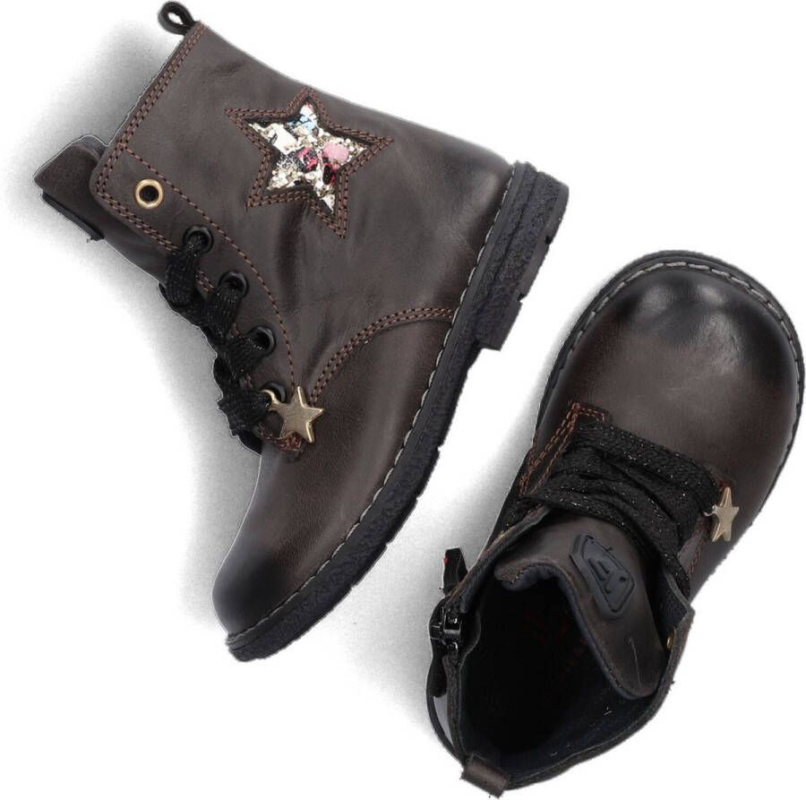 Jochie & Freaks Jf-21170 Veterboots Laarzen Met Veters Meisjes Kids Zwart