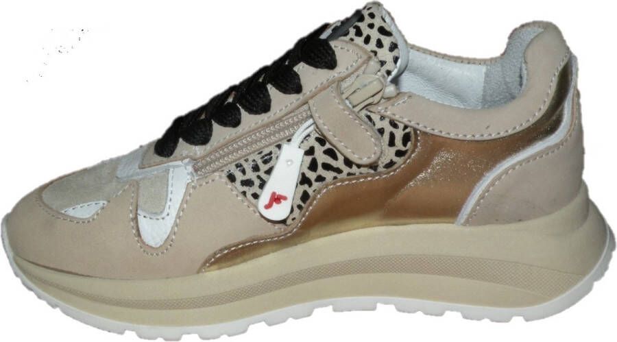 Jochie & Freaks Lole Lage sneakers Leren Sneaker Meisjes Kids Beige