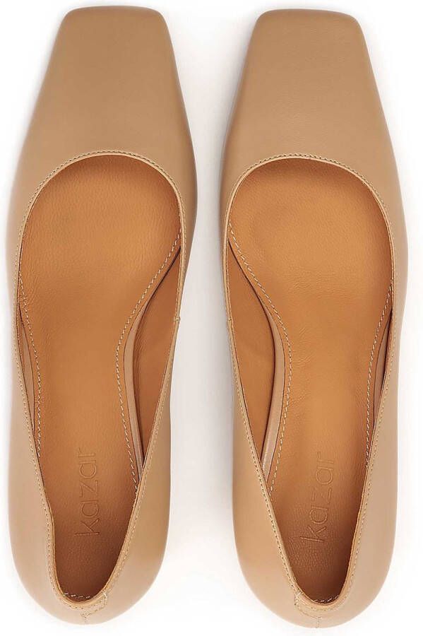 Kazar Beige leather square toe pumps