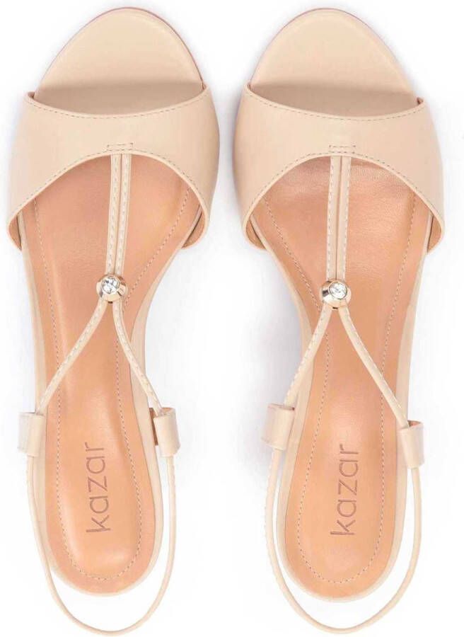 Kazar Beige leren sandalen met een metalen stopper Beige Dames