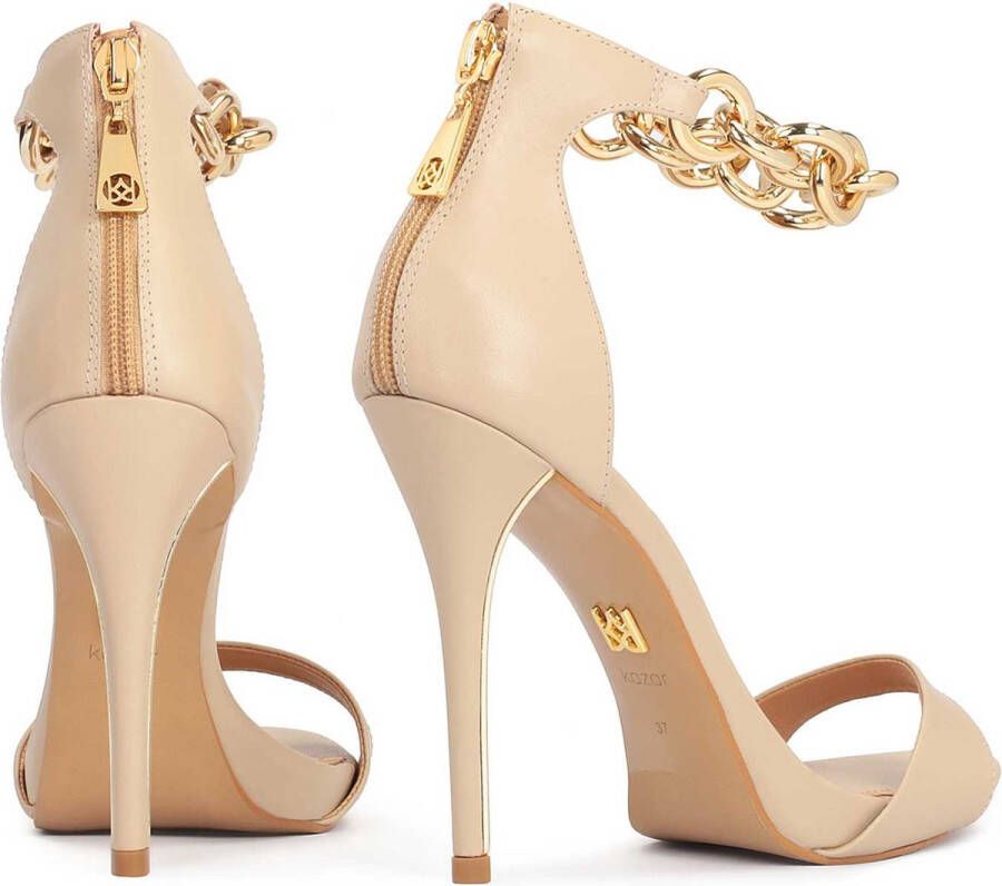 Kazar Beige leren sandalen met gouden stiletto Beige Dames - Foto 3