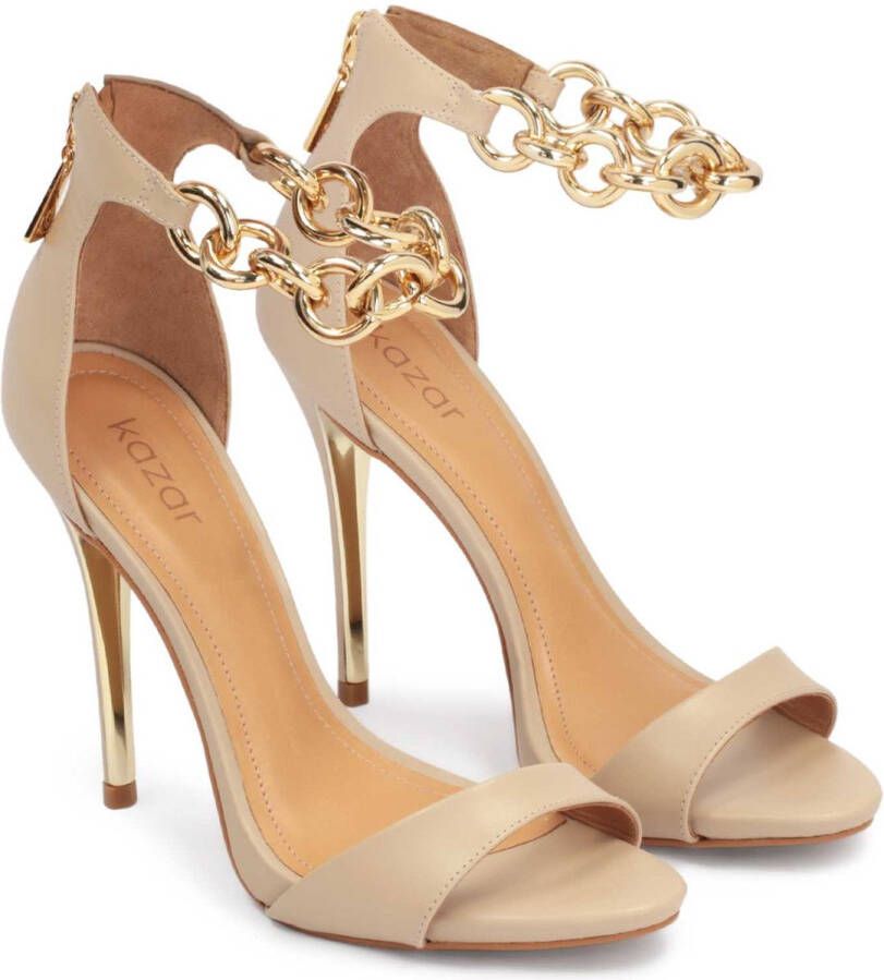 Kazar Beige leren sandalen met gouden stiletto Beige Dames - Foto 4