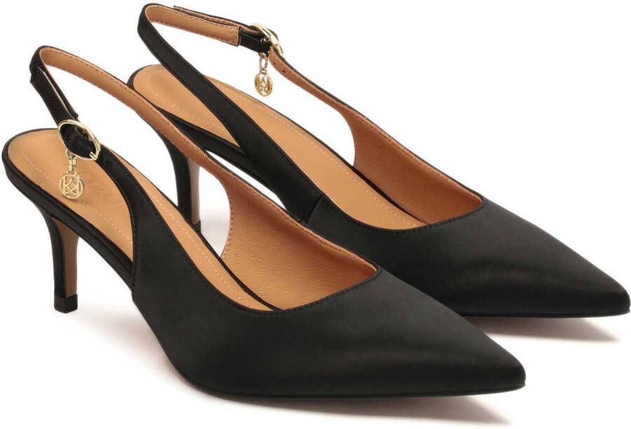 Kazar Black fabric pumps with open heels