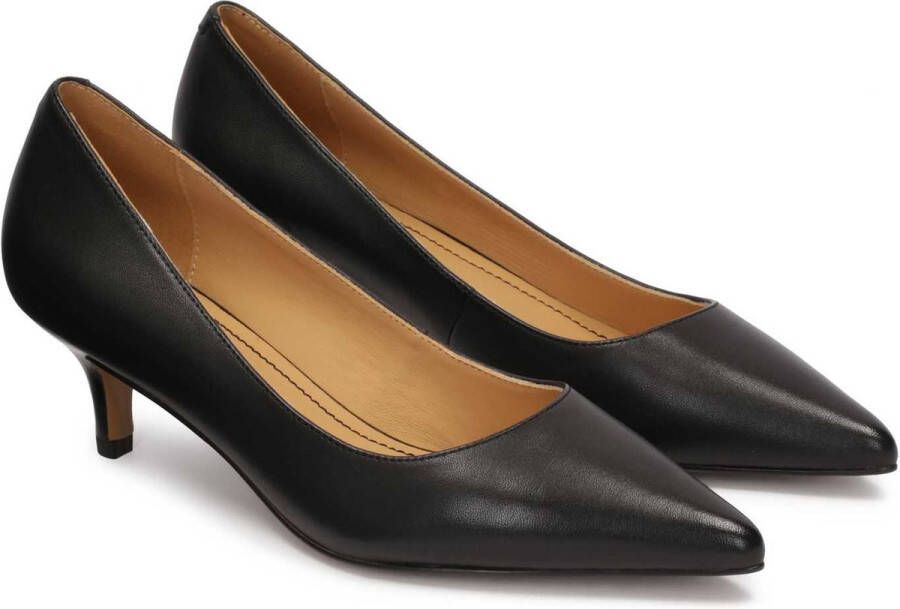 Kazar Black leather kitten pumps